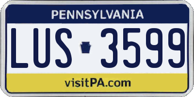 PA license plate LUS3599