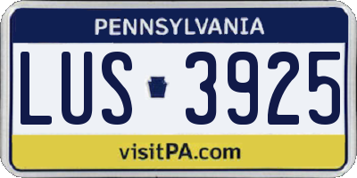 PA license plate LUS3925