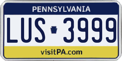 PA license plate LUS3999