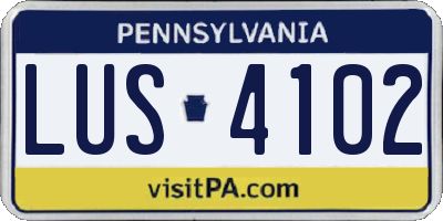PA license plate LUS4102