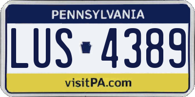 PA license plate LUS4389