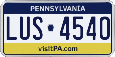 PA license plate LUS4540
