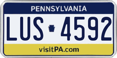 PA license plate LUS4592