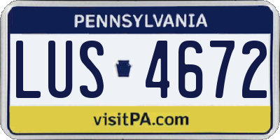 PA license plate LUS4672