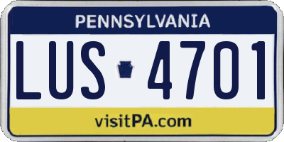 PA license plate LUS4701