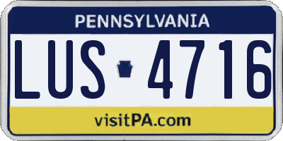 PA license plate LUS4716