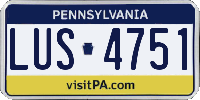 PA license plate LUS4751