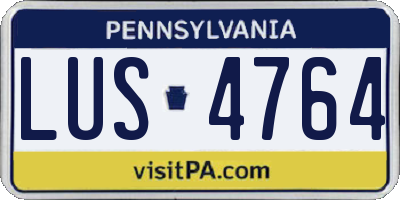 PA license plate LUS4764