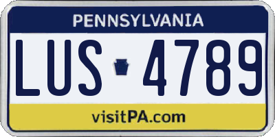 PA license plate LUS4789