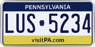 PA license plate LUS5234