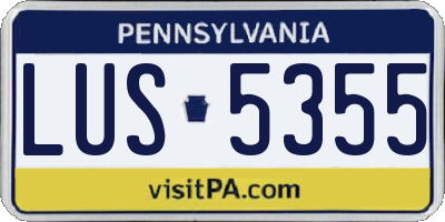 PA license plate LUS5355