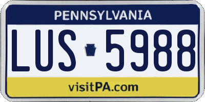 PA license plate LUS5988