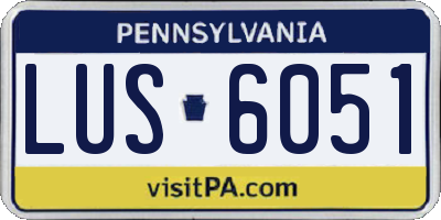 PA license plate LUS6051