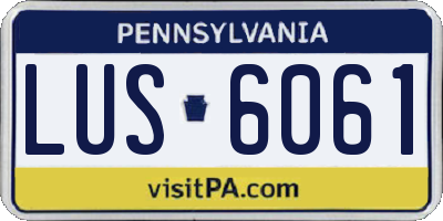 PA license plate LUS6061