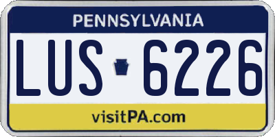 PA license plate LUS6226
