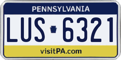 PA license plate LUS6321