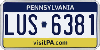 PA license plate LUS6381