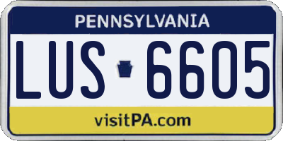 PA license plate LUS6605