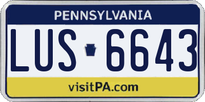 PA license plate LUS6643