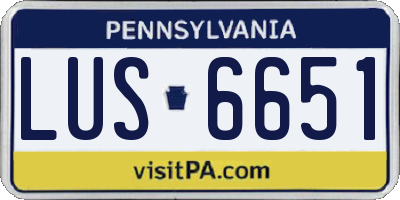 PA license plate LUS6651