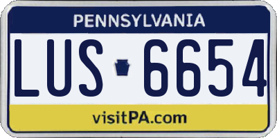 PA license plate LUS6654