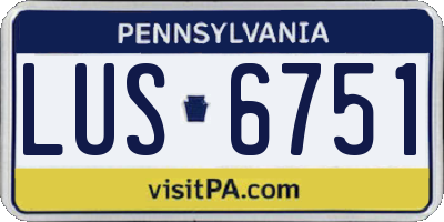 PA license plate LUS6751
