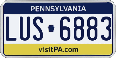 PA license plate LUS6883