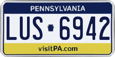 PA license plate LUS6942