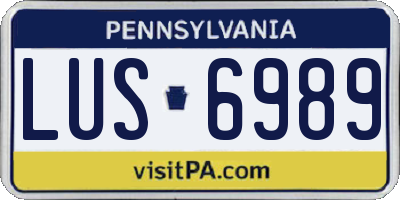 PA license plate LUS6989