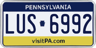 PA license plate LUS6992