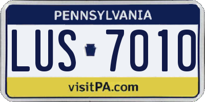 PA license plate LUS7010