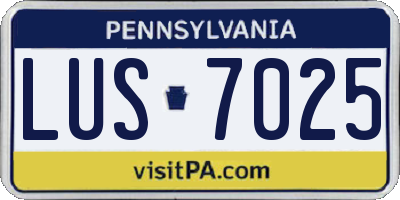 PA license plate LUS7025
