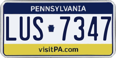 PA license plate LUS7347
