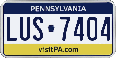 PA license plate LUS7404