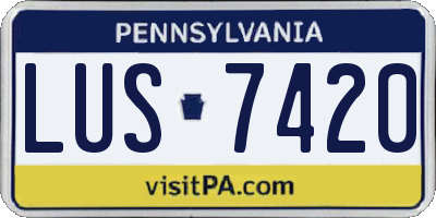 PA license plate LUS7420