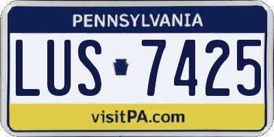 PA license plate LUS7425