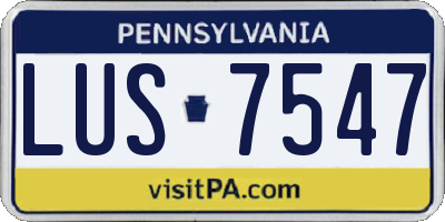 PA license plate LUS7547
