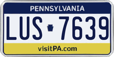 PA license plate LUS7639
