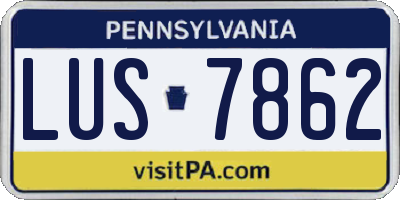 PA license plate LUS7862