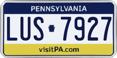 PA license plate LUS7927