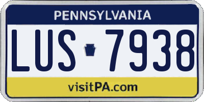PA license plate LUS7938