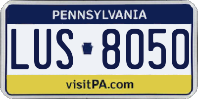 PA license plate LUS8050