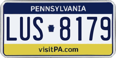 PA license plate LUS8179