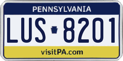 PA license plate LUS8201