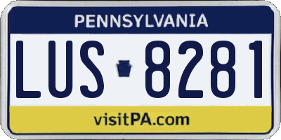 PA license plate LUS8281