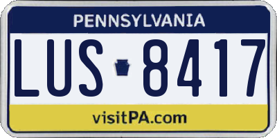PA license plate LUS8417