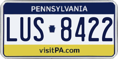 PA license plate LUS8422