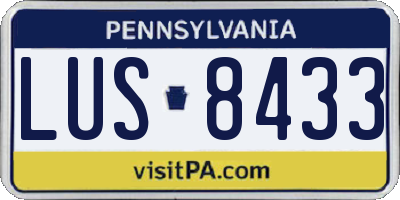 PA license plate LUS8433