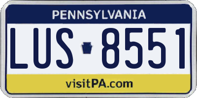 PA license plate LUS8551
