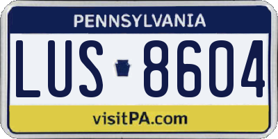 PA license plate LUS8604